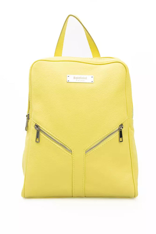 Yellow Leather Women Backpack