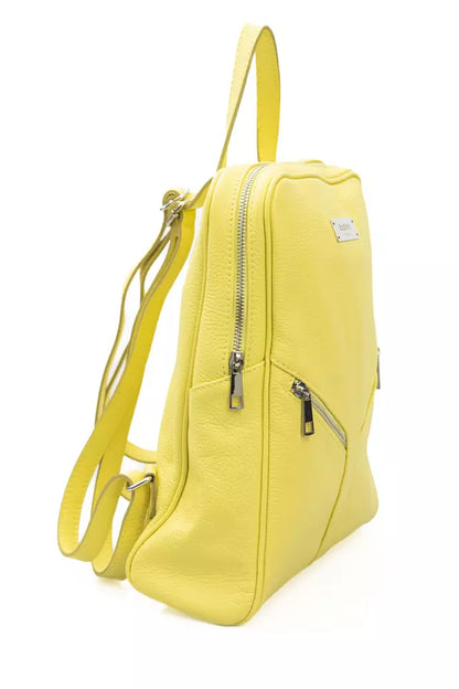 Yellow Leather Women Backpack