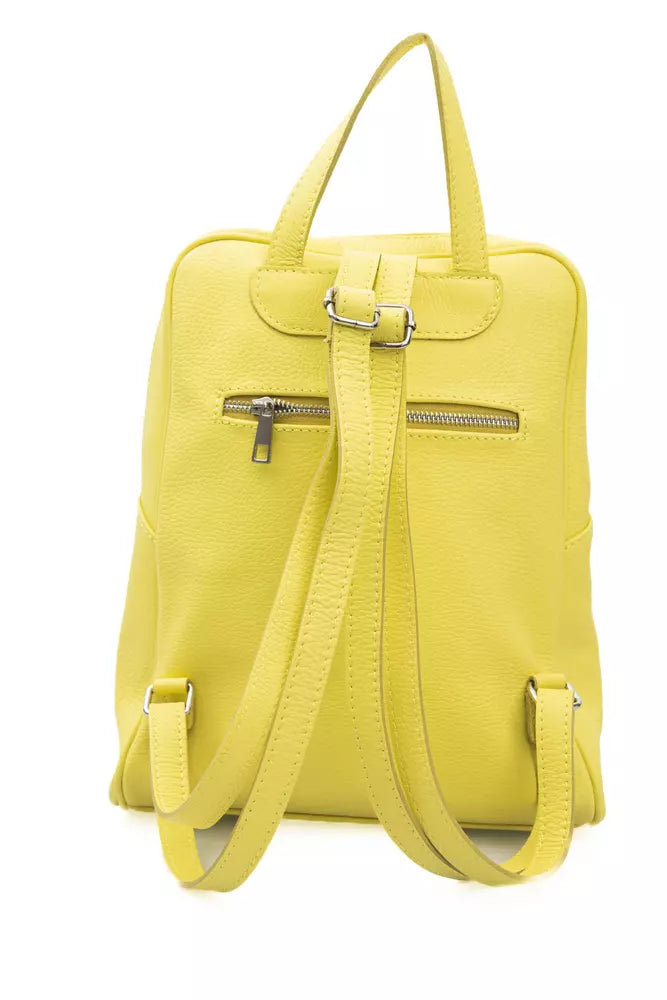 Yellow Leather Women Backpack