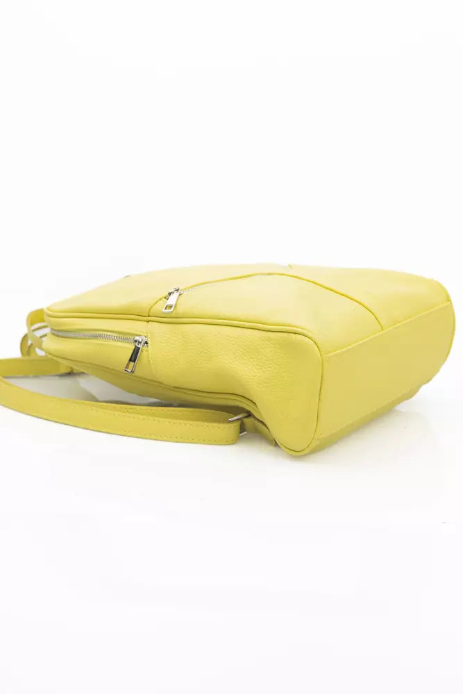 Yellow Leather Women Backpack