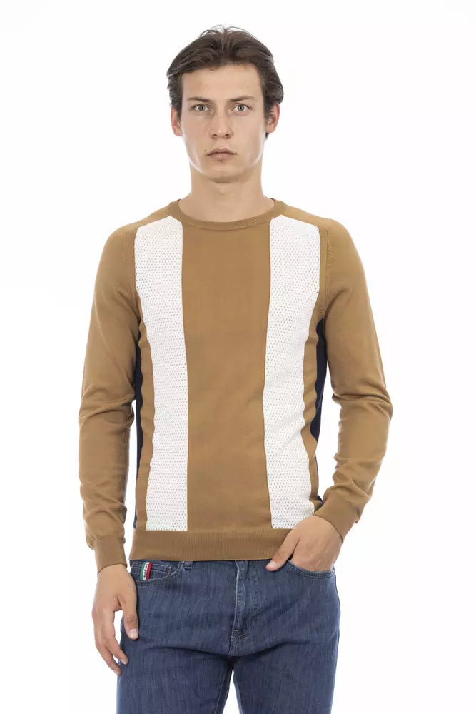 Brown Cotton Men Sweater