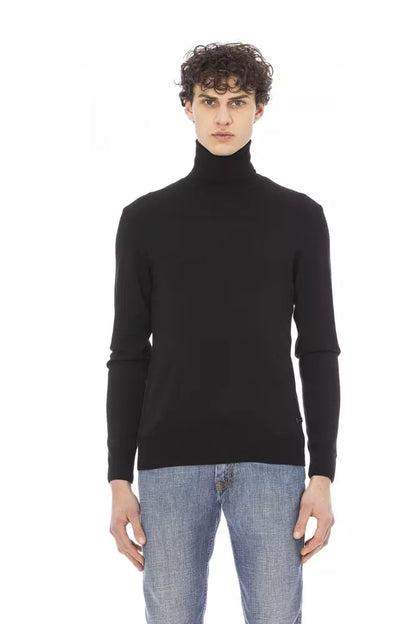 Black Fabric Men Sweater