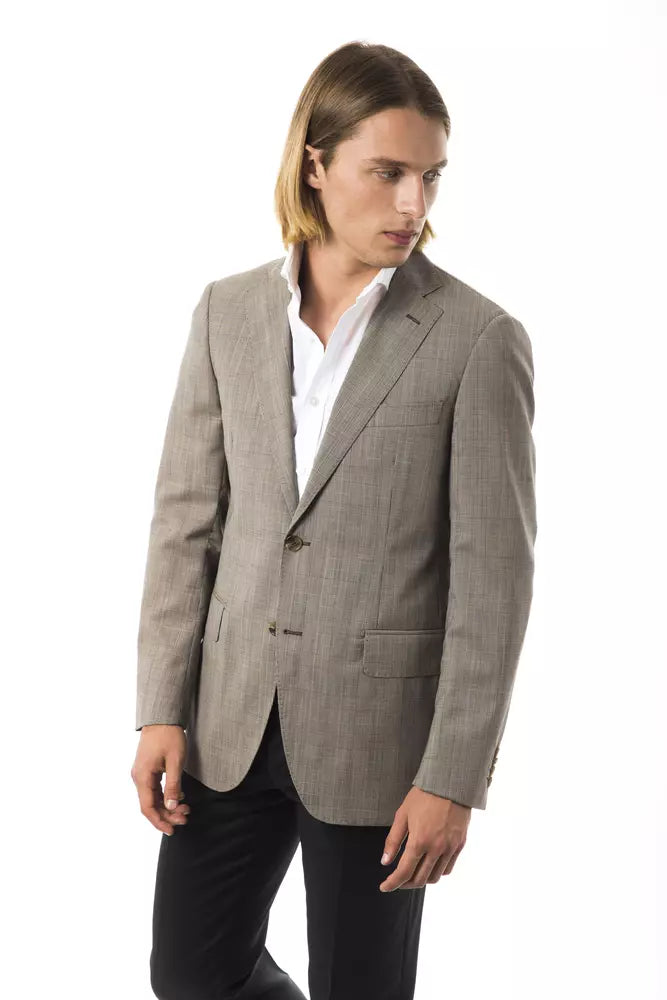 Gray Wool Men Blazer