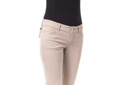 Beige Cotton Women Pant