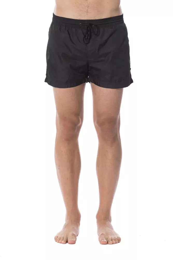 Black Polyester Men Swimwear