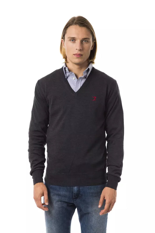 Gray Merino Wool Men Sweater