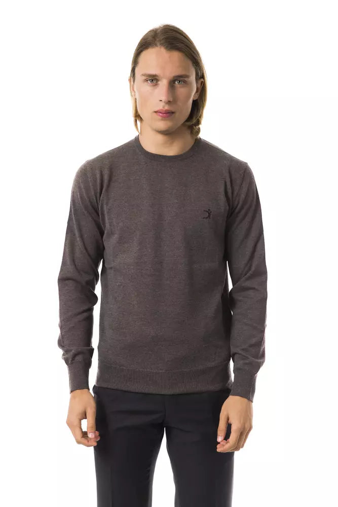 Gray Merino Wool Men Sweater