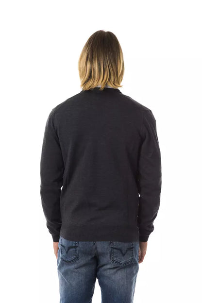 Gray Merino Wool Men Sweater