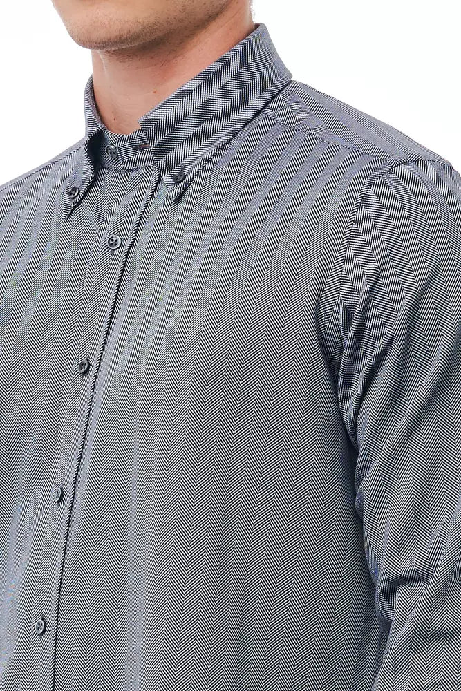 Blue Cotton Men Shirt