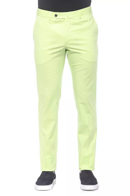 Green Cotton Men Trouser