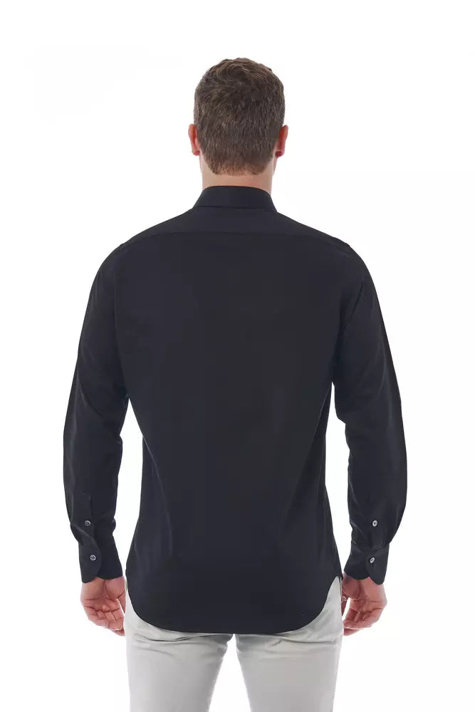 Black Cotton Men Shirt