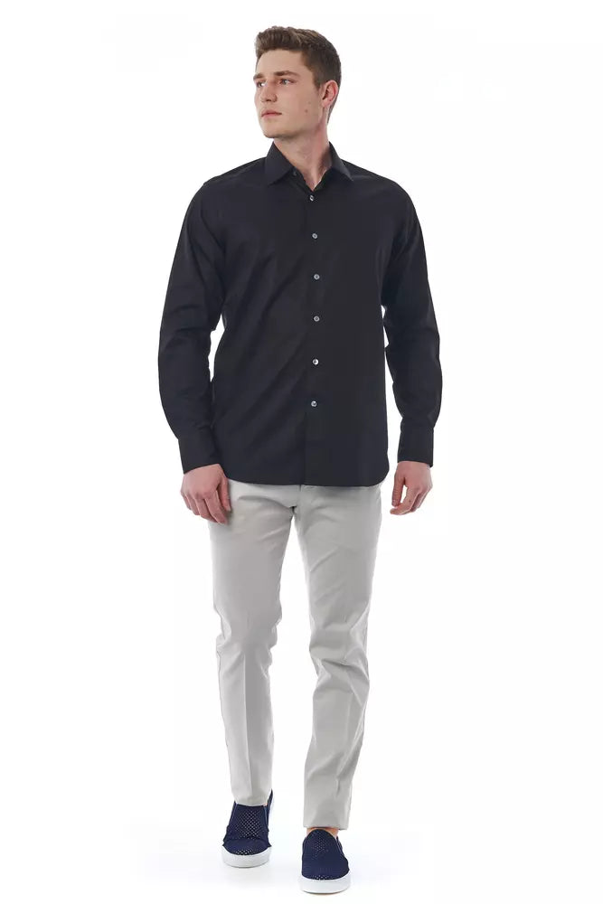 Black Cotton Men Shirt