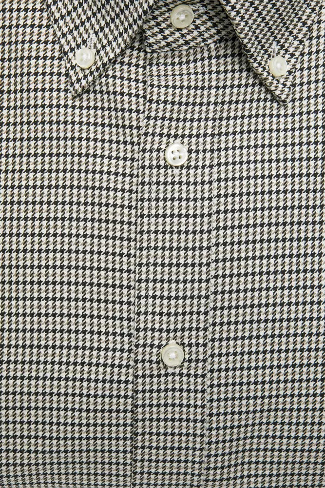 Beige Cotton Men Shirt