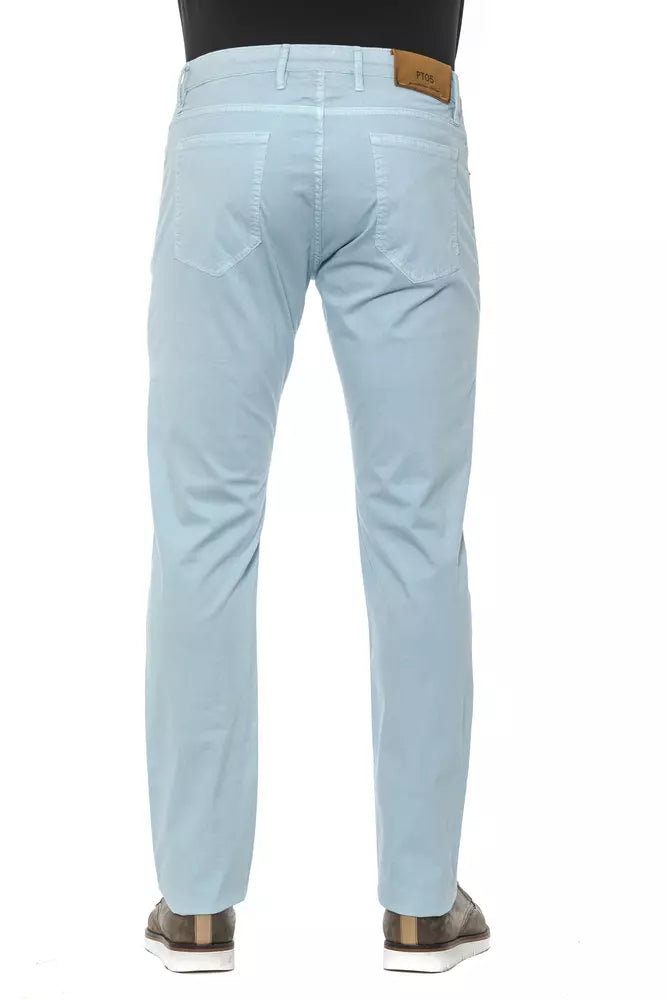 Light Blue Cotton Mens Trouser