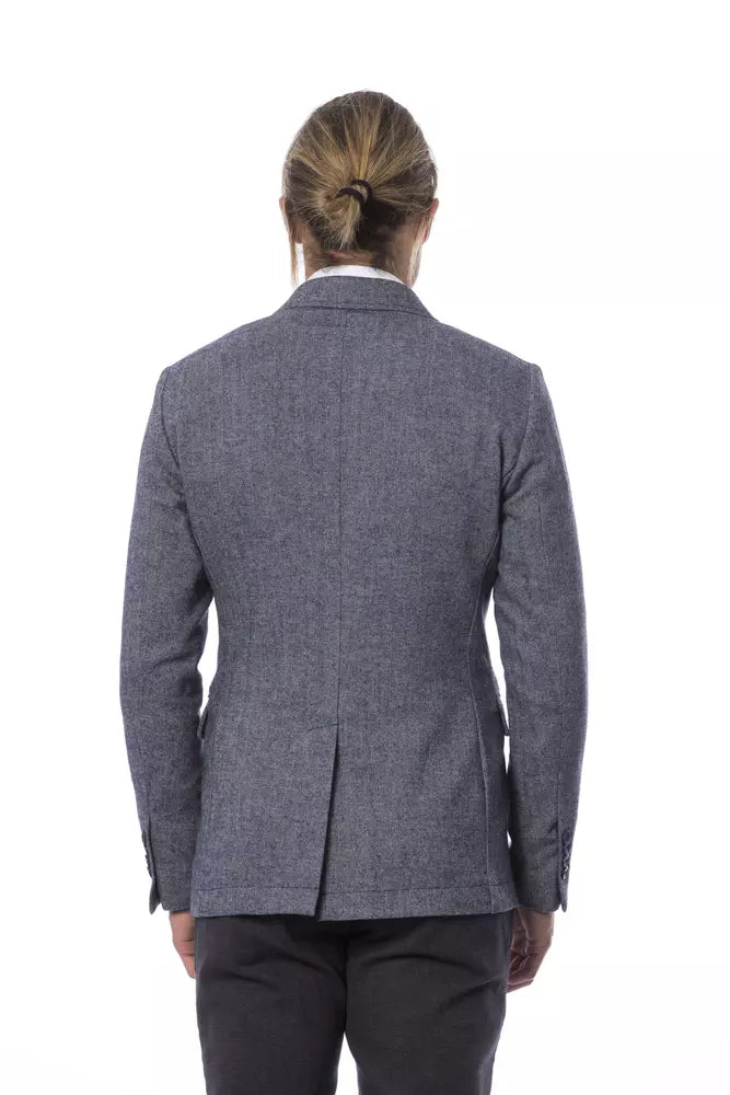 Blue Polyester Mens Blazer