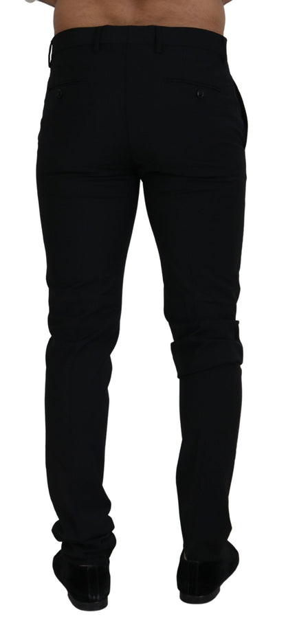 Sleek Black Wool Blend Trousers