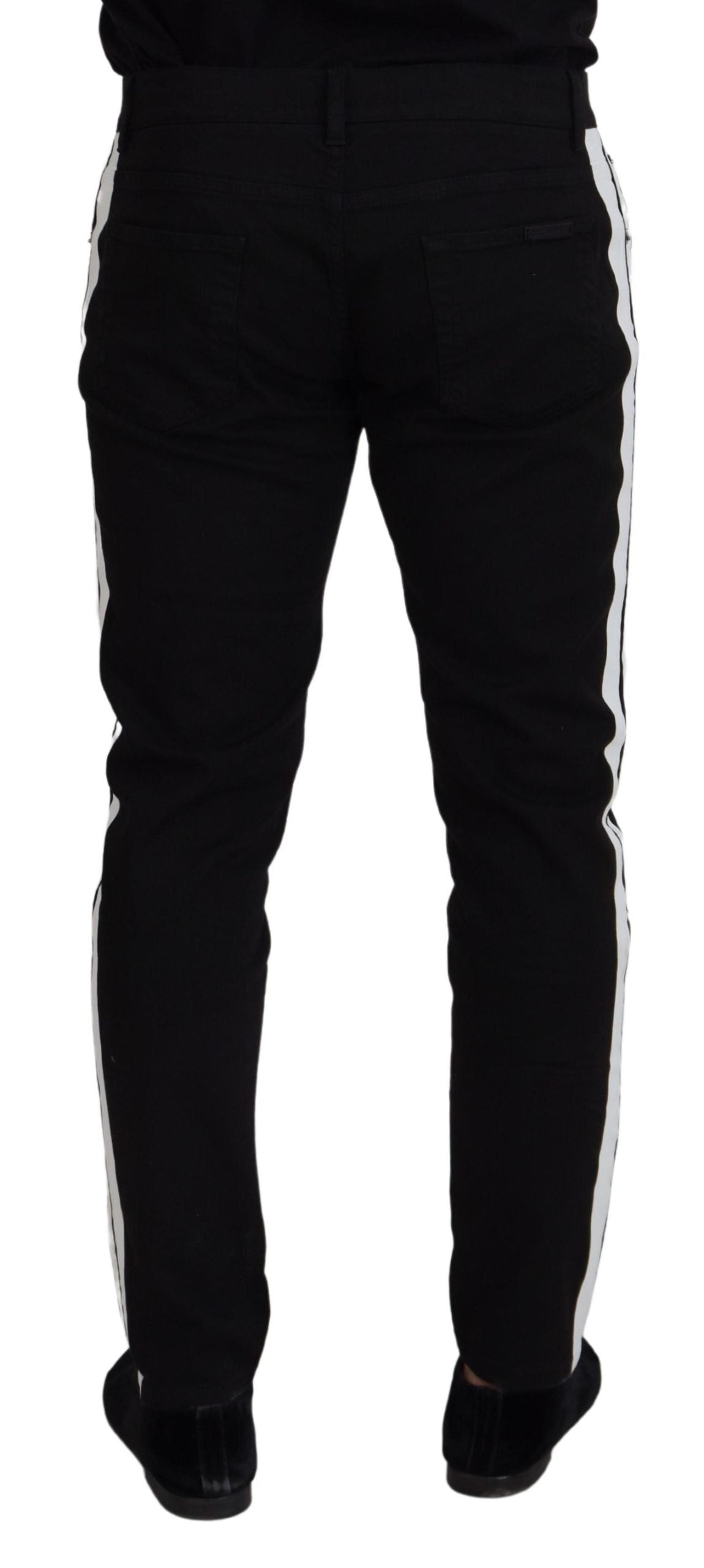 Elegant Black Cotton Blend Denim Pants