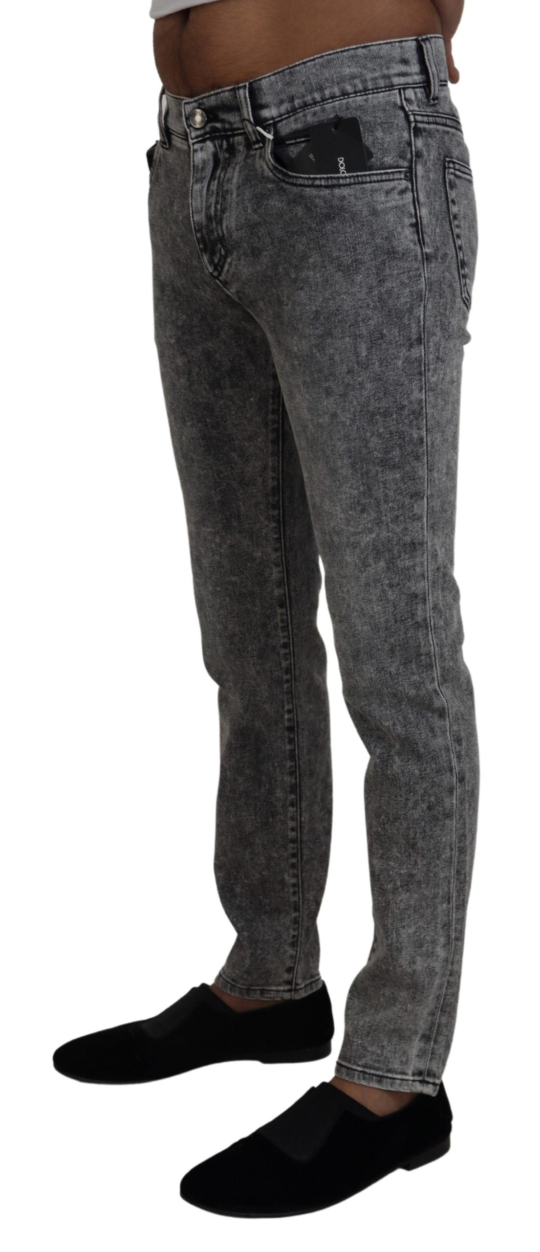 Elegant Gray Washed Denim Pants