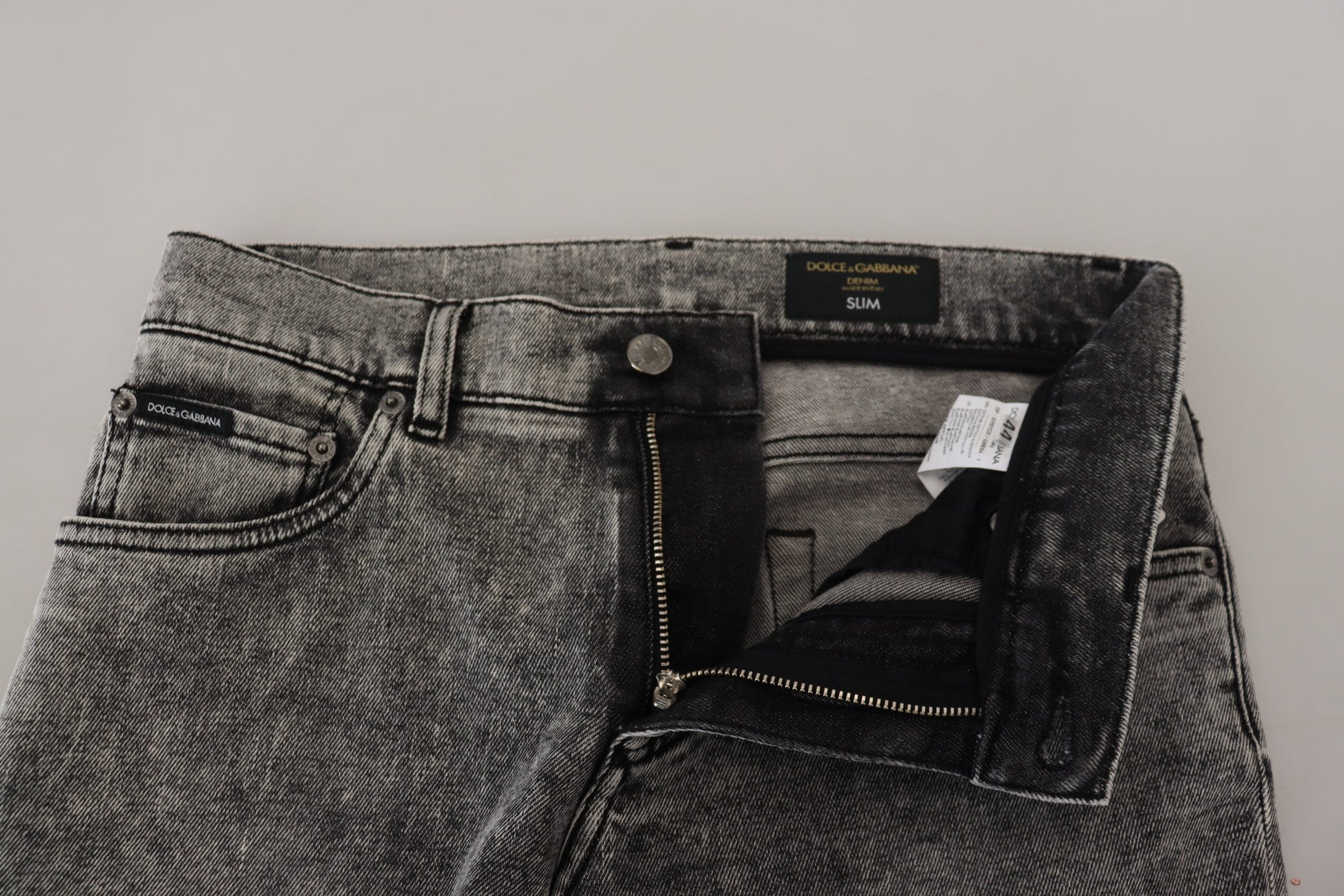 Elegant Gray Washed Denim Pants