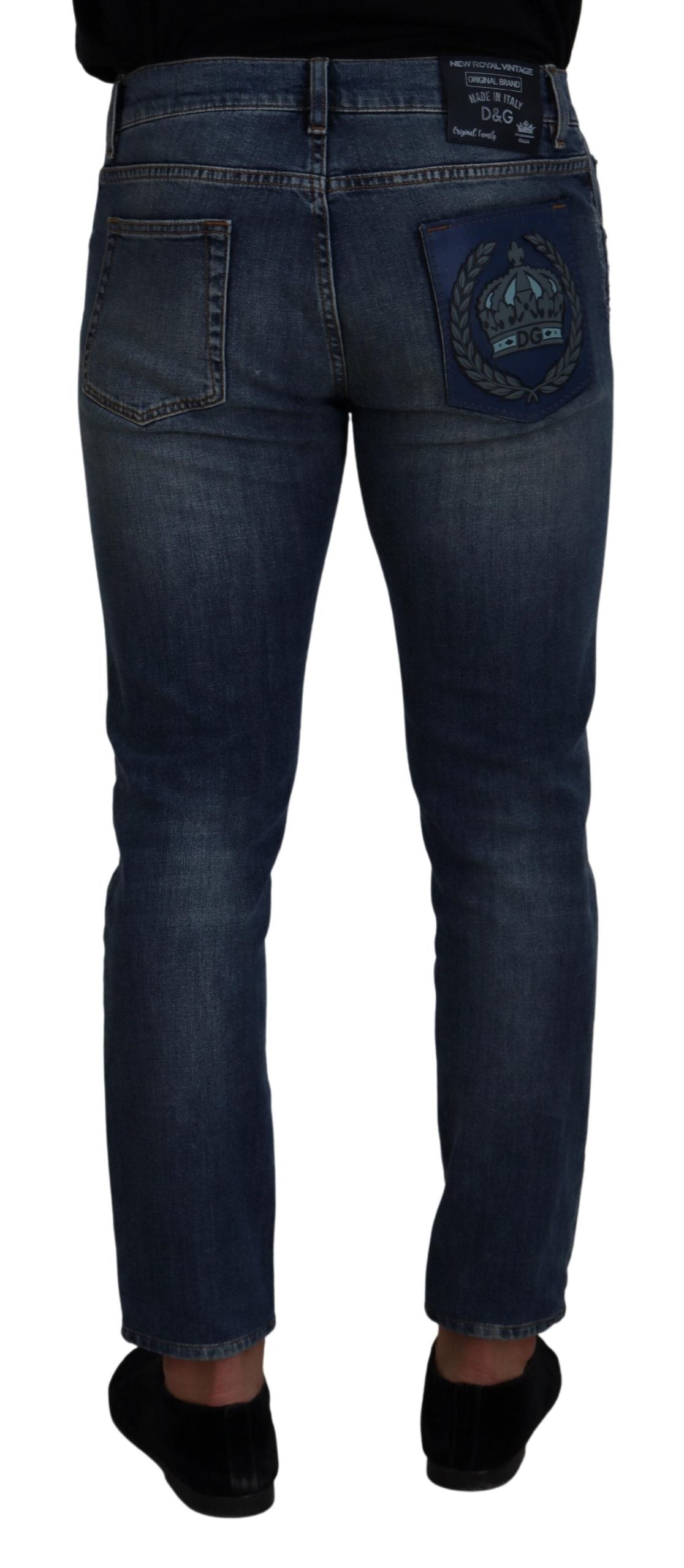 Elegant Slim-Fit Denim Pants in Blue Washed