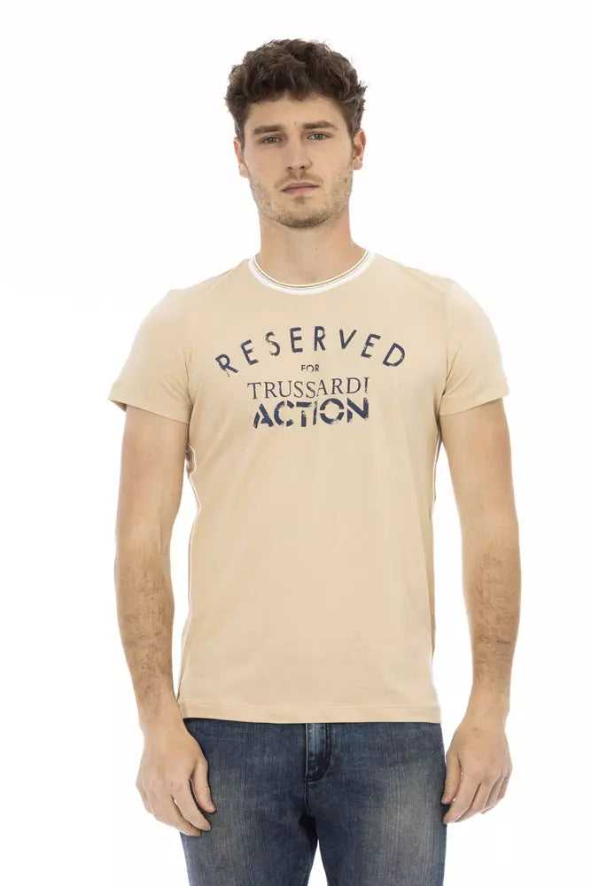 Beige Cotton Men T-Shirt