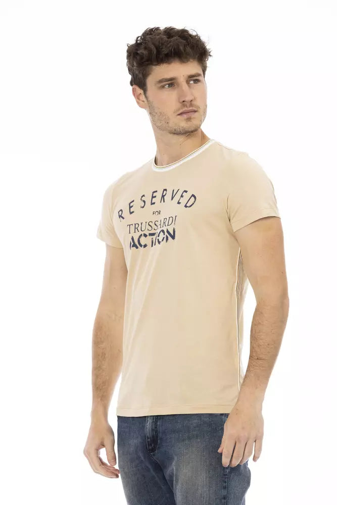 Beige Cotton Men T-Shirt