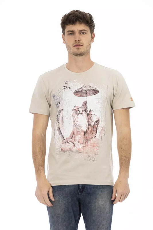 Beige Cotton Men T-Shirt