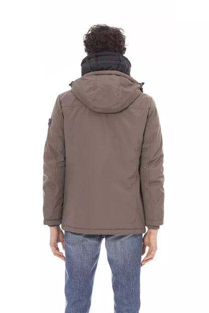 Beige Polyester Men Jacket