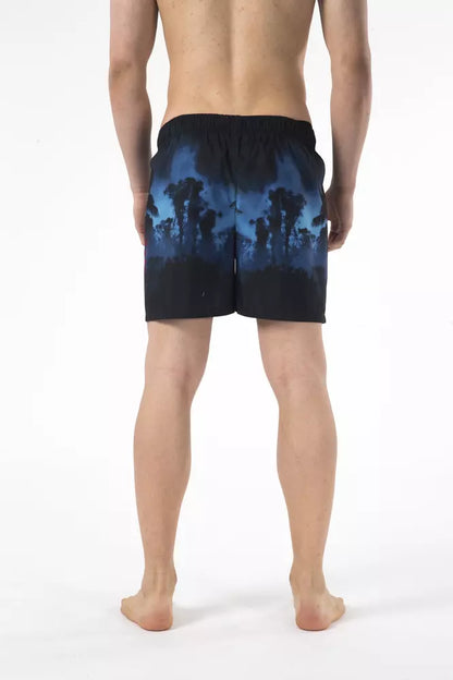 Black Polyester Men Swimwear Short