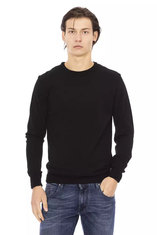 Black Fabric Men Sweater