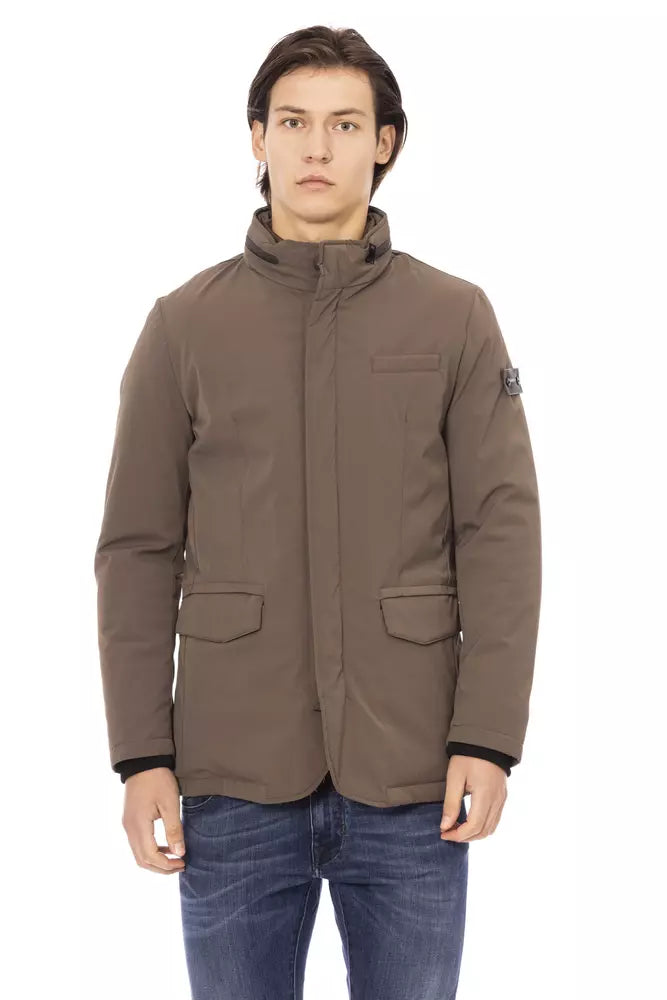 Brown Polyester Men Jacket