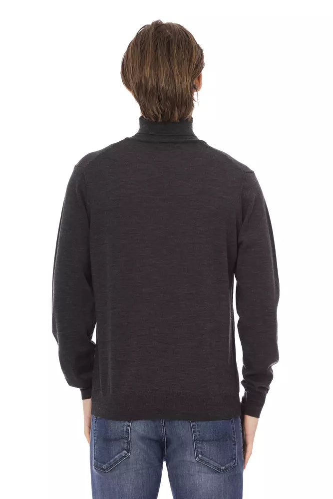 Brown Fabric Men Sweater