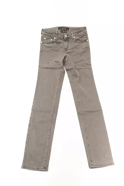 Gray Cotton-Blend Women Jeans