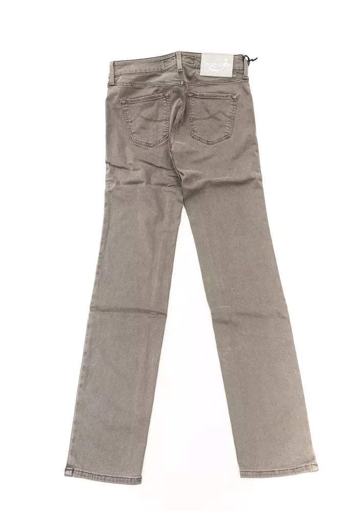 Gray Cotton-Blend Women Jeans