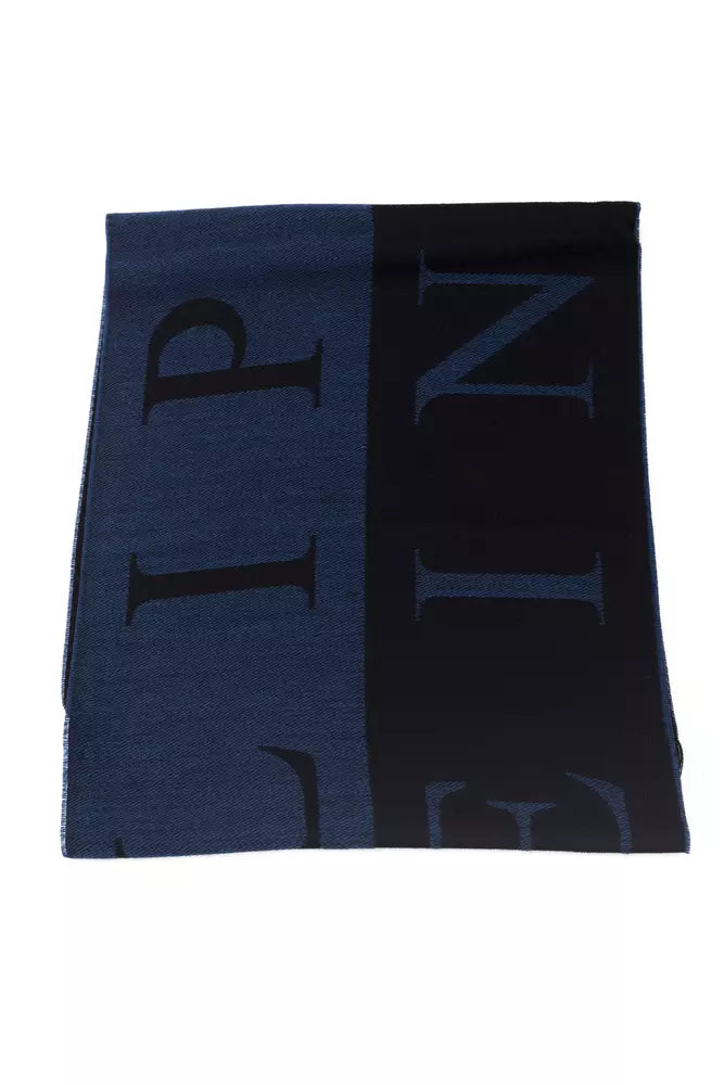 Blue Wool Men Scarf