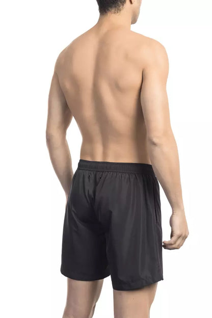 Black Polyester Men Swim Short