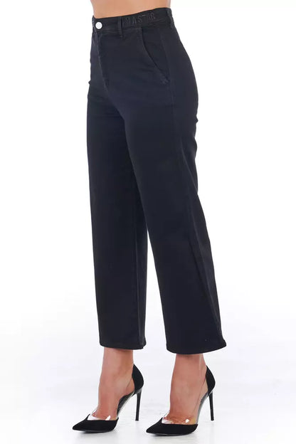 Black Cotton Women Cropped Pant