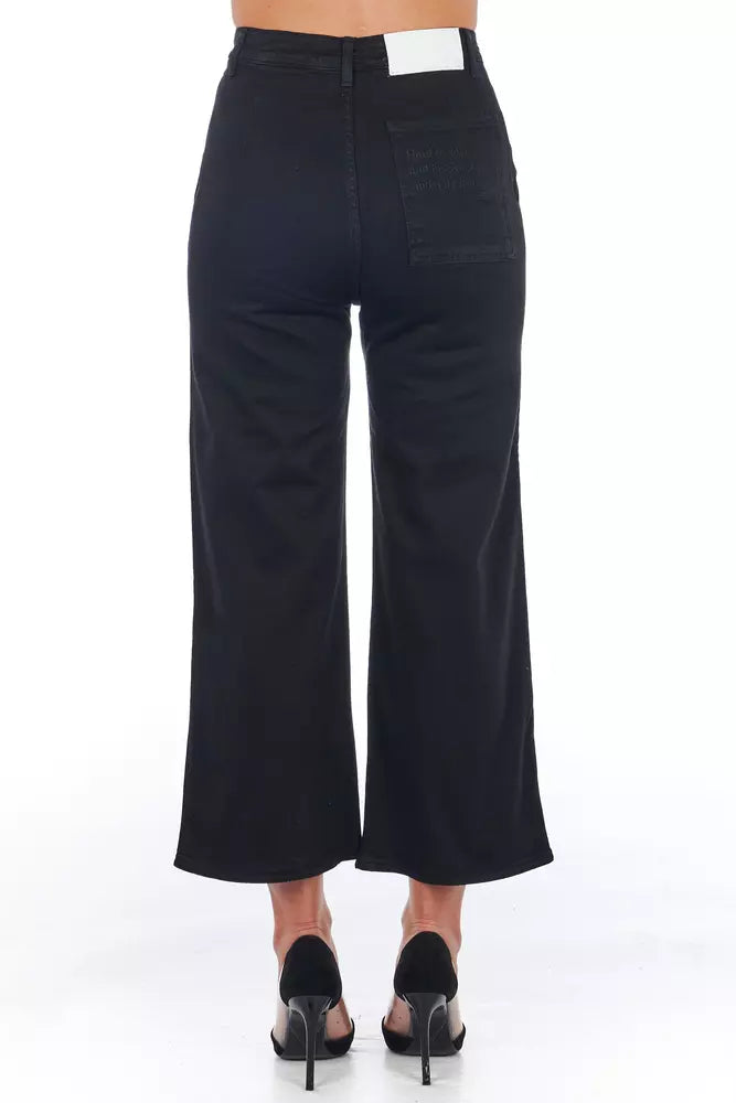 Black Cotton Women Cropped Pant