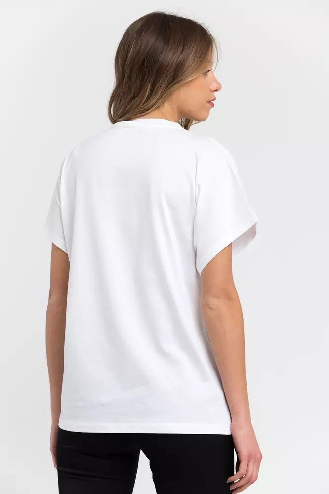 White Cotton Women T-Shirt