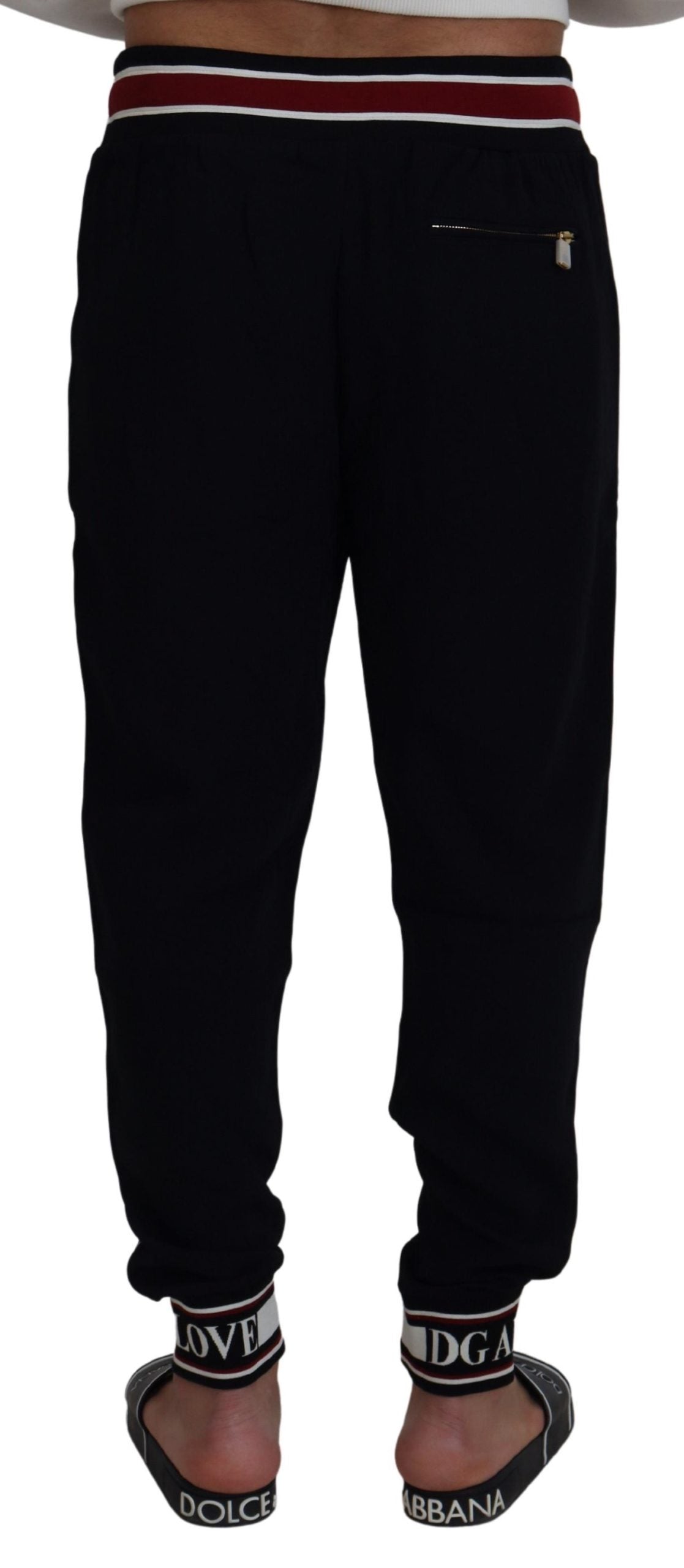 Sleek Black Cotton Jogger Pants Luxury Collection