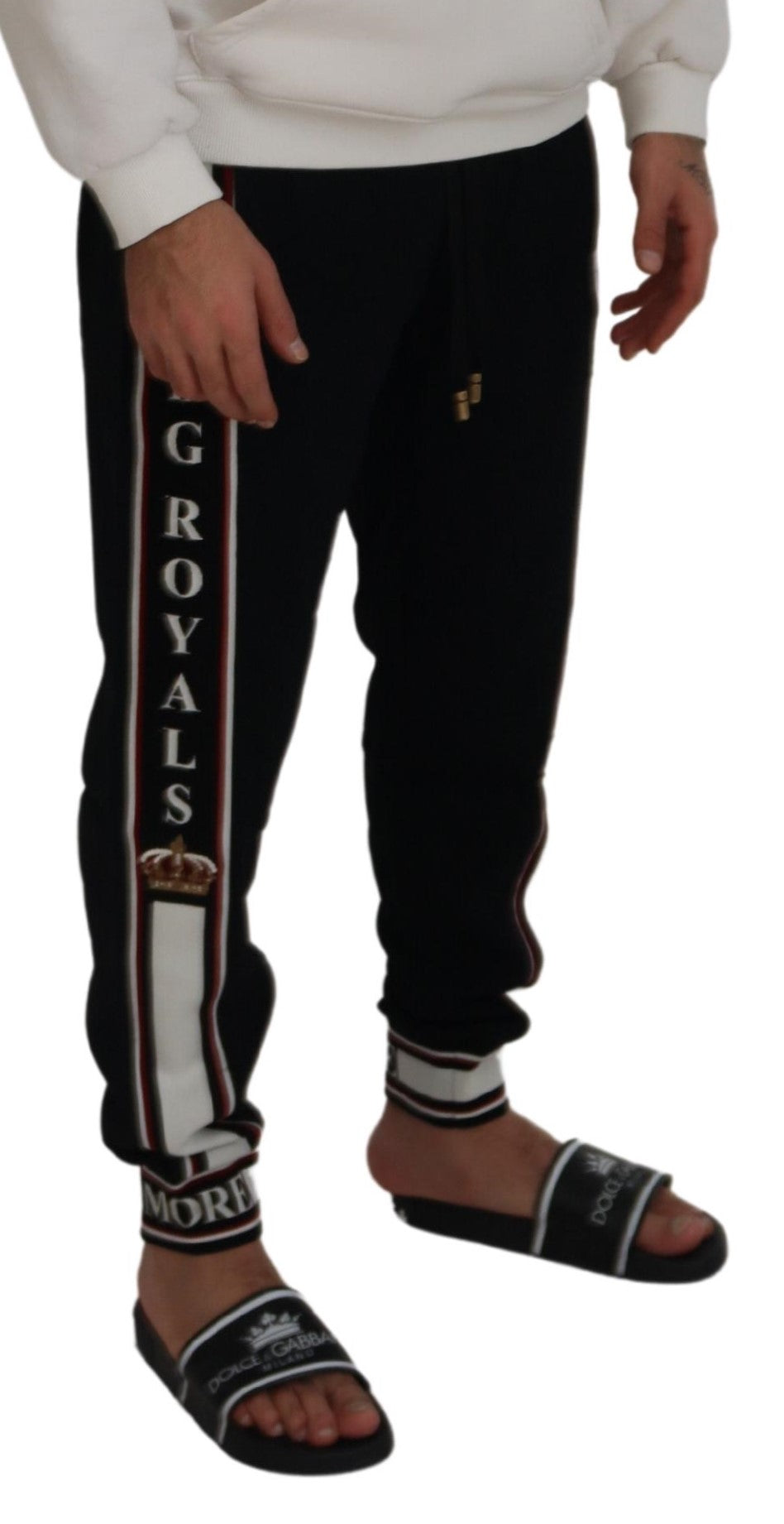 Sleek Black Cotton Jogger Pants Luxury Collection