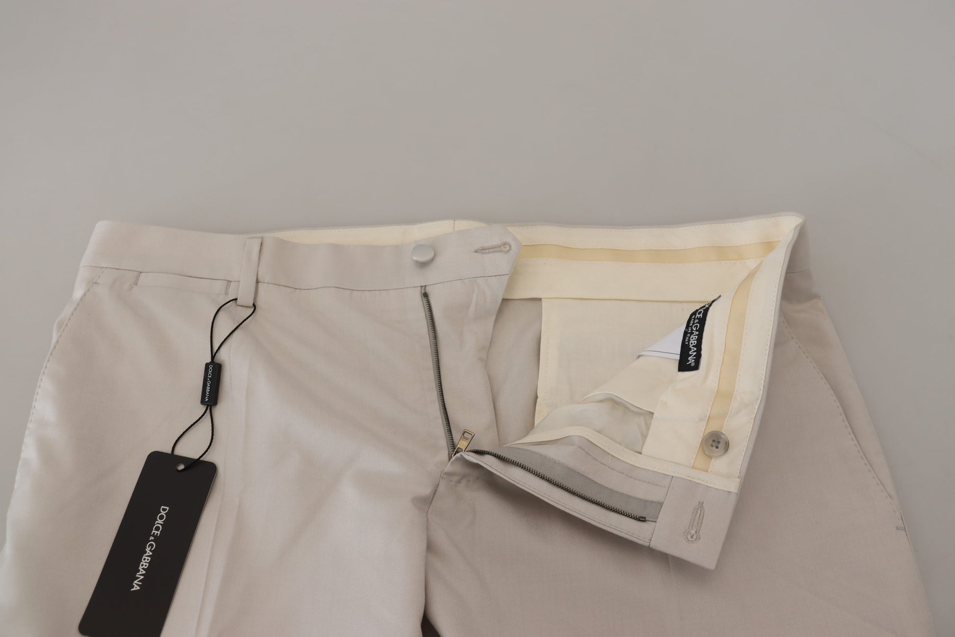 Elegant Off White Silk Blend Trousers