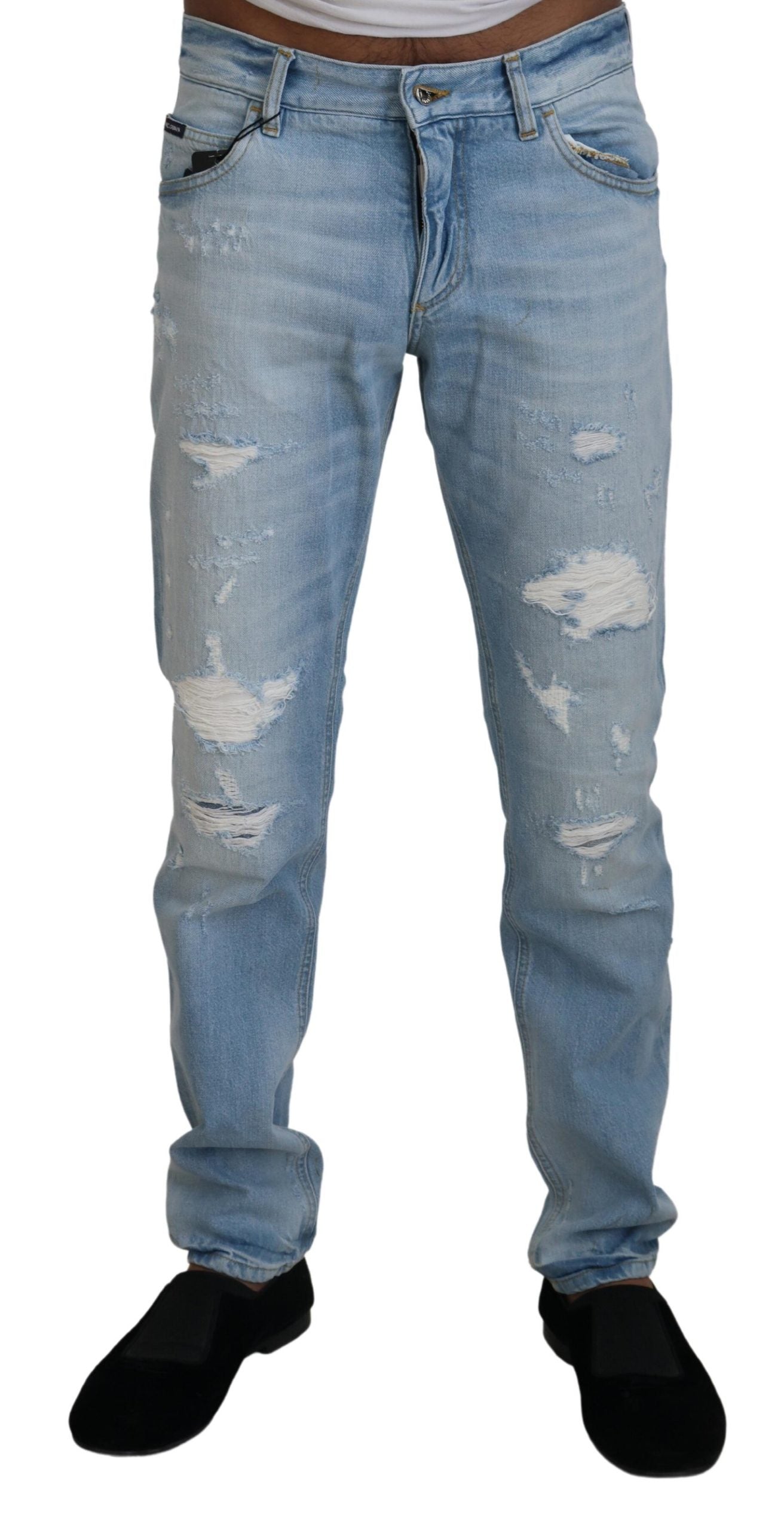 Elegant Light Blue Denim Pants