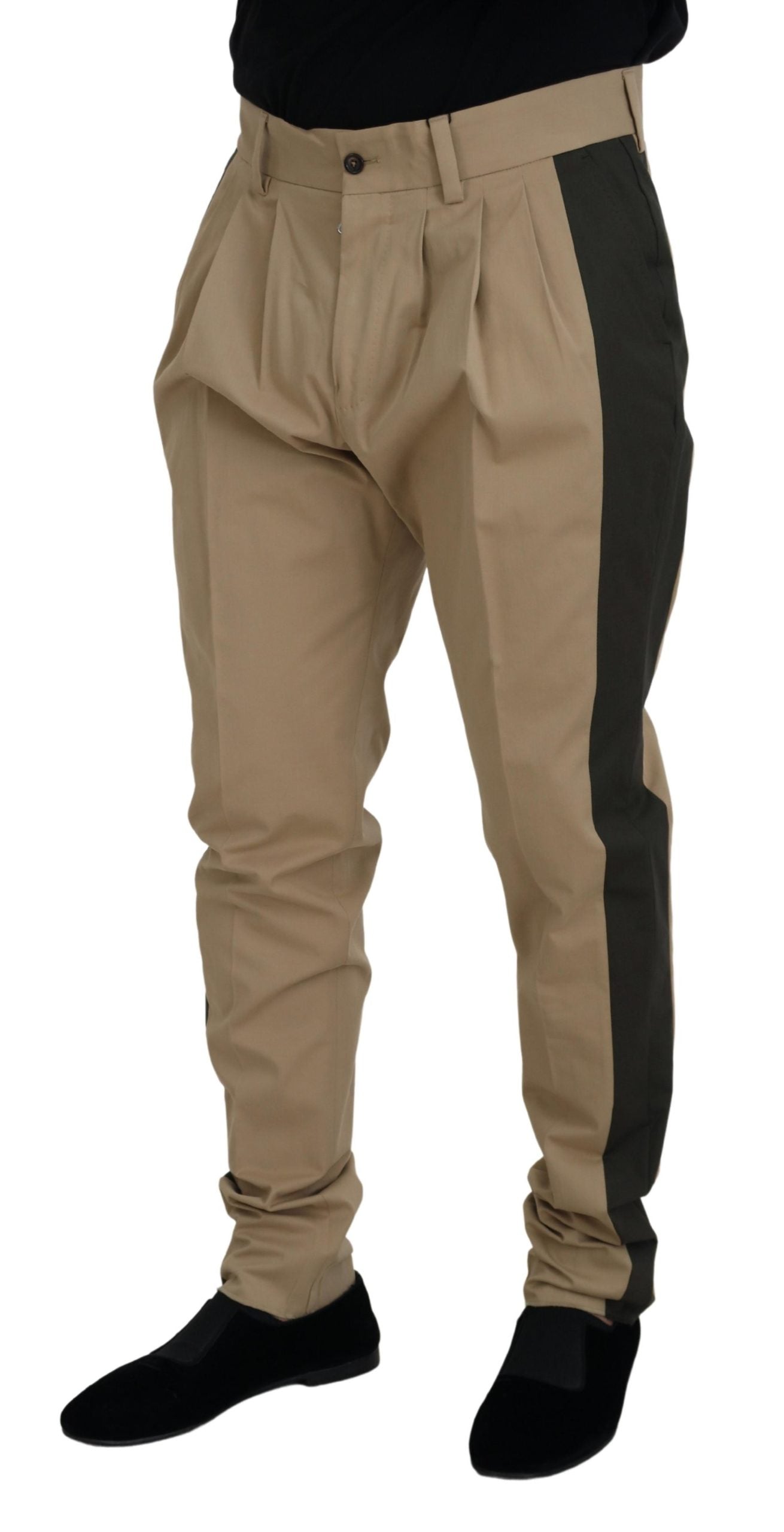 Elegant Bi-Color Cotton Stretch Pants