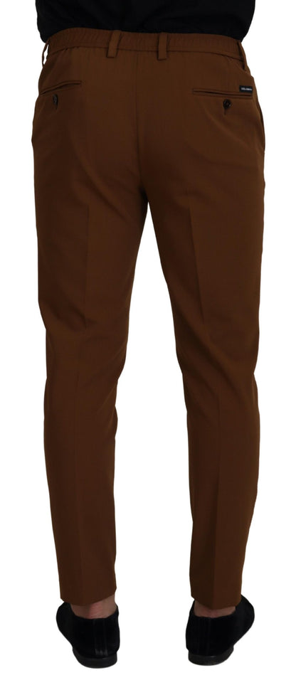 Elegant Brown Virgin Wool Pants - Italian Crafted