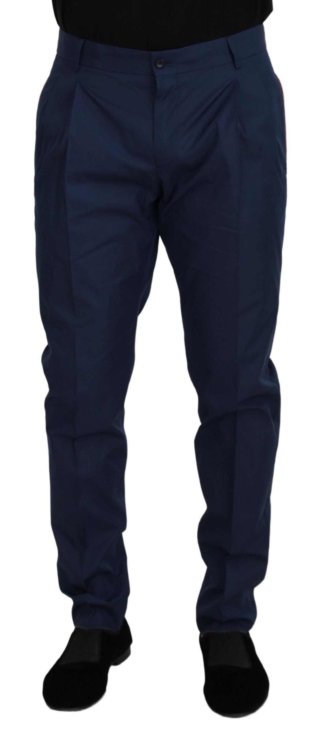 Elegant Blue Cotton Silk Pants