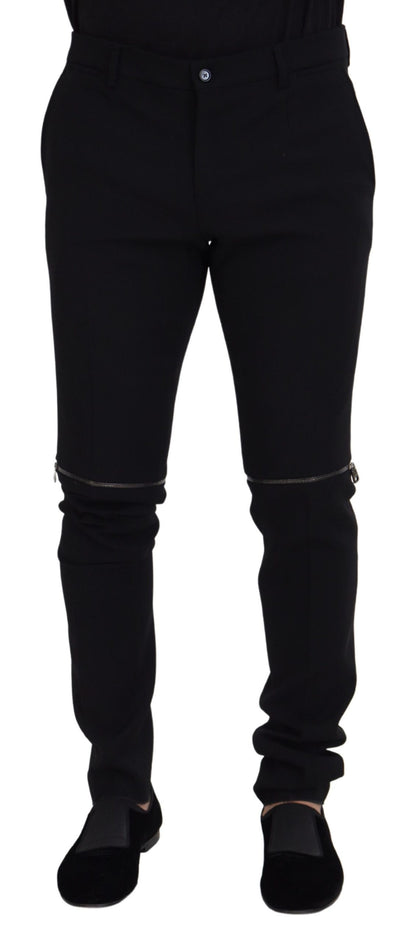 Elegant Black Virgin Wool Trousers