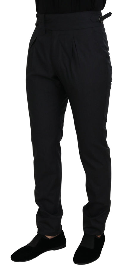 Elegant Dark Grey Wool Silk Pants