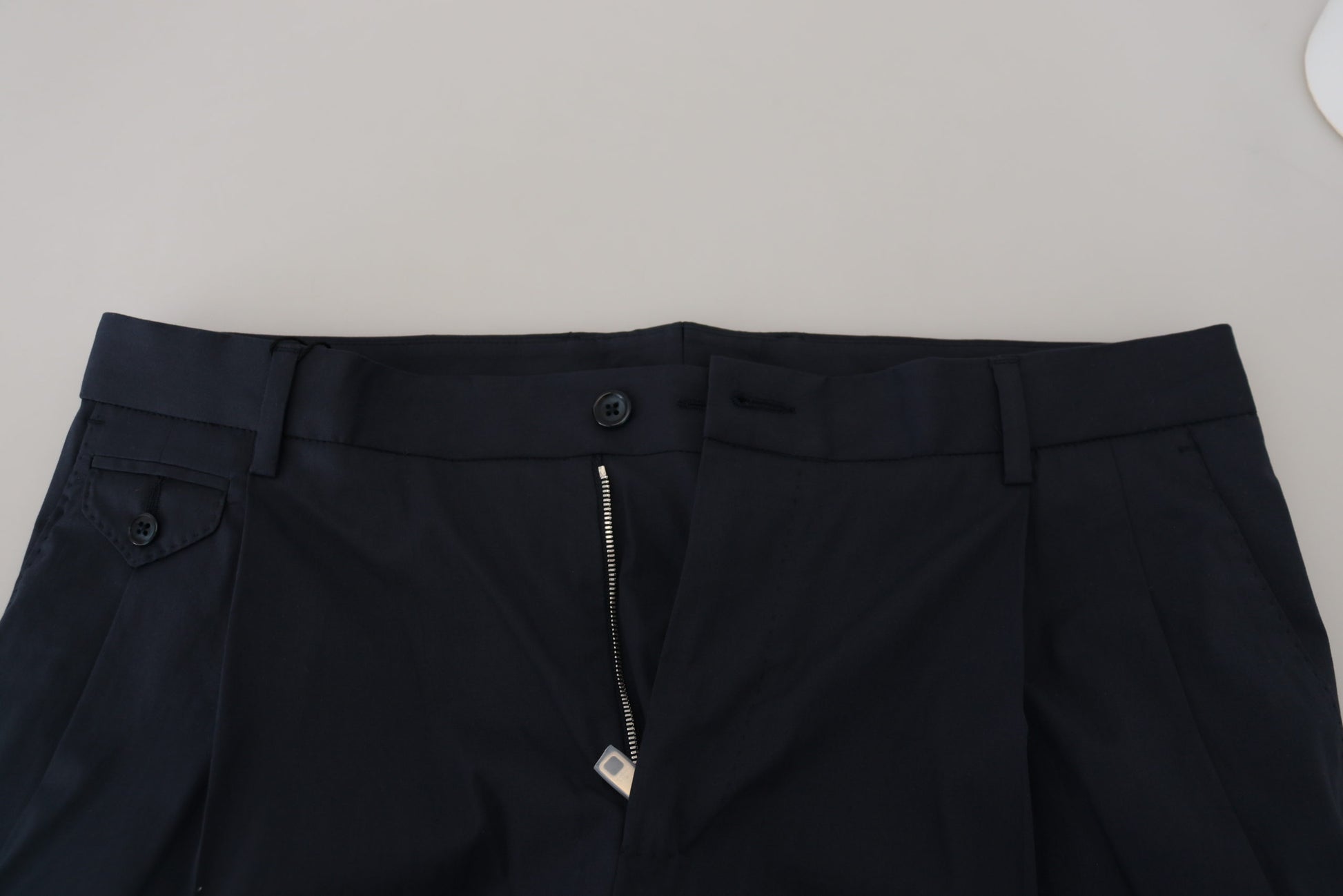 Elegant Blue Cotton Stretch Pants