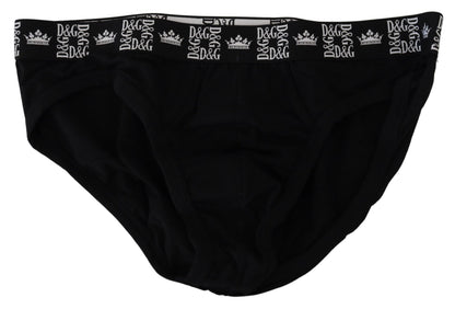 Elegant Black Designer Briefs with Logo Waistband